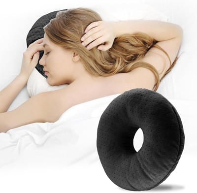 Famanu – Donut oorkussen zwart met oorgat voor zijslapers en piercings