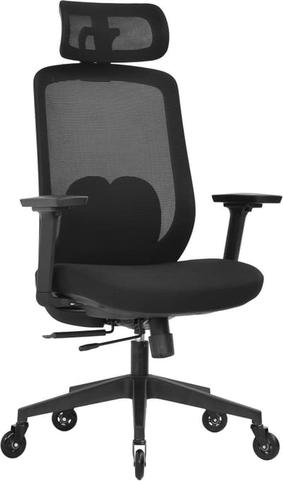 OfficeSense OS210 Ergonomische Bureaustoel - 3D Armleuningen - 2D Hoofdsteun & Lendensteun - Schuifzitting - Kantelbaar 135° - 150 kg - Zwart