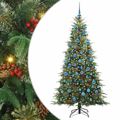vidaXL - Kunstmatige - Hinged - Kerstboom - met - 300 - LED - Groen - 180 - cm - PE - en - PVC