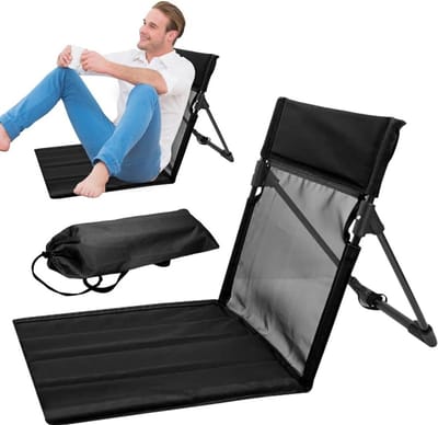 Comfortabele Vouwstoel met Rugleuning voor Strand, Kamperen, Picknicken en Vissen - Draagbare Strandmat en Campingstoel (Zwart)