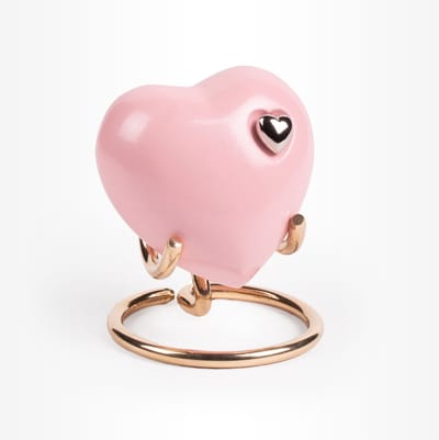 Urn Hartje Klein 110 ml Roze Goudkleurig - Urn voor Menselijke As - Crematie Urn voor As Volwassenen - Dieren Urn voor As Crematie - Urn Hond - Urn Kat