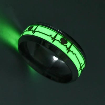 Roestvrijstalen Lichtgevende Vingerring Voor Vrouwen Mannen Gloeiend In Het Donker Hart Koppel Bruiloft Feest Sieraden Accessoires Jz513 12 black