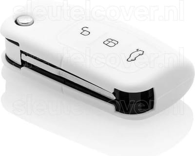 Autosleutel Hoesje geschikt voor Ford - SleutelCover - Silicone Autosleutel Cover - Sleutelhoesje Wit