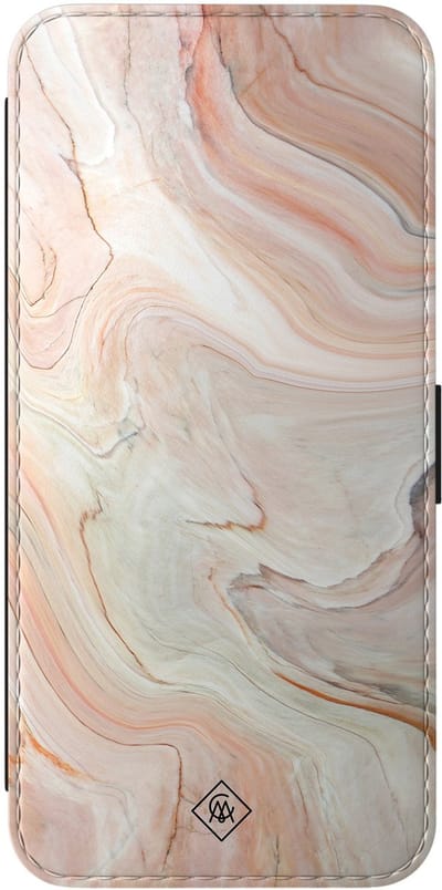 Casimoda® bookcase - Geschikt voor Samsung Galaxy A56 - Hoesje met pasjeshouder - Marmer Waves - Bruin/beige - Kunstleer