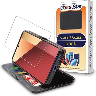ebestStar - Hoes geschikt voor Xiaomi Redmi Note 13 Pro 4G, Wallet Etui, Book case hoesje, Zwart + Gehard Glas