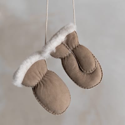 Van Buren Wollen baby & kinder wantjes - 100% schapenvacht - Wantjes van lamsvacht - Taupe | S - 1-2 jaar