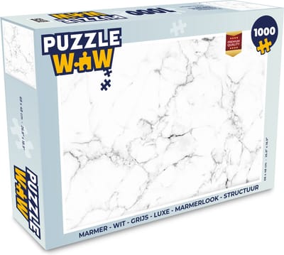 Puzzel Marmer - Wit - Grijs - Luxe - Marmerlook - Structuur - Legpuzzel - Puzzel 1000 stukjes volwassenen