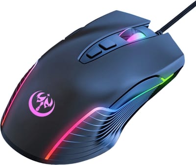 Elementkey IMX13 – RGB Bedrade Gaming Muis + 5 INSTELBARE DPI 800-1600-2400-3600-4800 - 7 Knoppen – Zwart