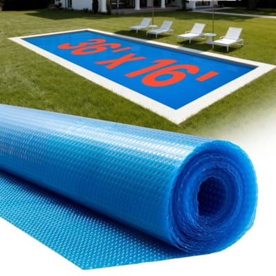 VEVOR Zwembad Solar Cover, 10972x4876 mm, Solar Cover, 0,3 mm Zwembad Solar Deken met Luchtkussen & PE Materiaal, Warmteabsorptie Overdag, Warmteopslag 's Nachts, Solar Covers, Solar Cover, Blauw