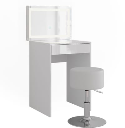 Vicco Sherry Kaptafel set met kruk – 51.4 cm met LED-spiegel en kruk Wit/wit hoogglans