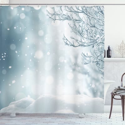New Bed, Kerst Boom Douchegordijn Winter Sneeuw, Badkamer Decor Set met Haakjes, 180 cm B 200 cm L