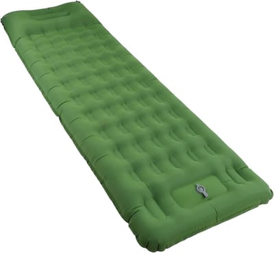 Opblaasbare Kampeermat - Luchtbed Outdoor - Kamperen en Reizen - 60s Voetpers Inflatie - 29x17x10cm - Olijfgroen