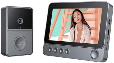 deurbel met camera, draadloos, outdoor IP65 waterdicht 1080P HD scherm 4.3", 2.4G videodeurbel met nachtzicht, 2-weg audio, ondersteunt SD, met chime