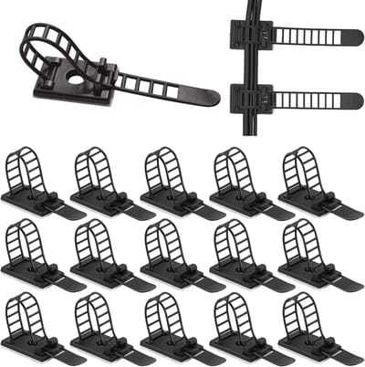Verstelbare Kabelhouders, 50 Stuks, Zwart Nylon, Kabelclips voor Organisatie en Beheer van Kabels