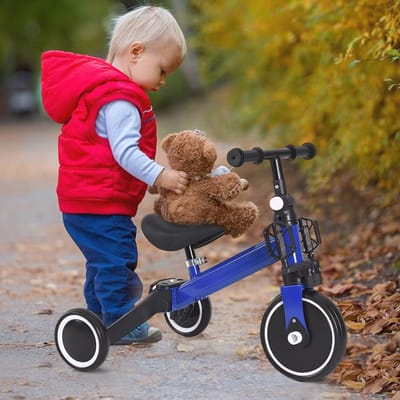 3-in-1 Driewieler voor Kinderen - Lichtgewicht Loopfiets en Driewieler met Verstelbaar Zadel - Geschikt voor 18 Maanden tot 4 Jaar