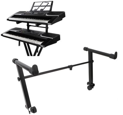 Dailygoody - Keyboardstandaard 2 laags - Niveaustandaard - Verstelbare hoogte - Geschikt voor Elektronische Piano - L-vorm - Ruimtebesparend