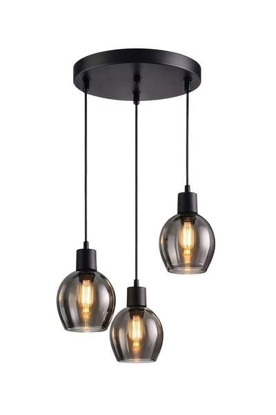 Bamled - Glazen hanglamp smoked - 3-lamps - grijs - inclusief lichtbronnen