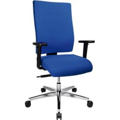 Bureaustoel PROFI STAR 15 hoog, met armleuningen, synchroonmechanisme, vlakke zitting, ergonomische rugleuning, blauw/alusisch zilver
