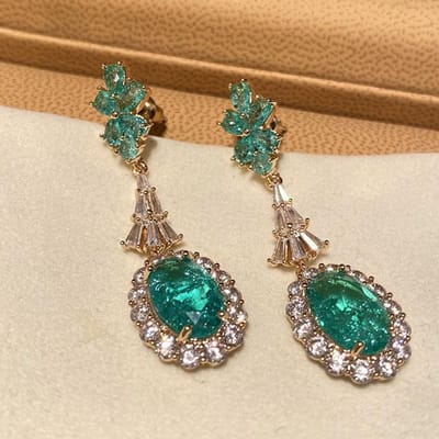 Oorbellen Druppel Ronde Steen Natuurlijke Groene Opaal voor Vrouwen Bruidssieraden Echte Witte Gouden Oorbellen Mode Hangende Antieke Stijl green brown