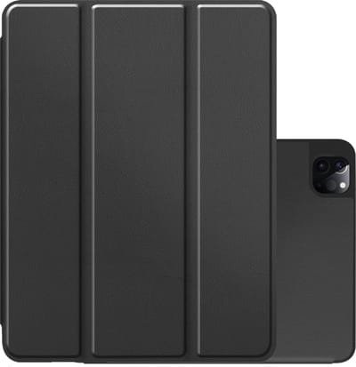 Hoes - Geschikt voor Apple iPad Pro (2022) - 12.9 inch - Dun & Stevig - Trifold Bookcase - Hard Cover Case - Met Uitsparing Geschikt voor Apple Pencil - Hardcover Book - Tablet Hoesje - Zwart