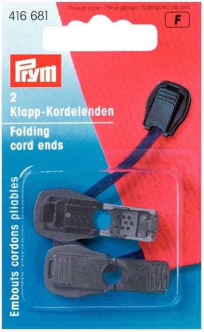 2x zwarte klik-koordstopper Prym nr. 416 681 - koordstoppers koordeindjes zwart