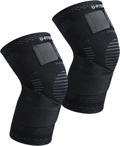 U Fit One Knie Brace met Band - 2 Stuks - Knee Sleeve - Kniebeschermers - Knieband - Knee Support & Bandage - Sportbrace - Maat S - Zwart