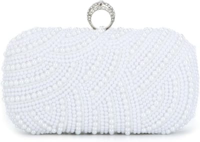 Elegante witte parel handtas voor bruiloft, avondfeest en formele gelegenheden - perfecte tote voor de bruid
