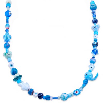 Pearlmania | Ocean Daze ketting met blauwe glazen kralen