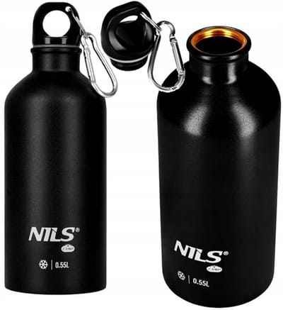 Nils Camp Thermosfles 550ml - Zwart, RVS, 24u Koel, Lekvrij