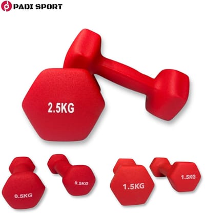 Padisport dumbells rood 0,5 1,5 2,5 kg - gewichten set halters - gewichten set dumbbell - dumbells