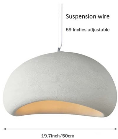 Allero Hanglamp - Hanglamp Eetkamer - Hanglampen - Ovale Hars Hanglamp - 50 cm - Japanse wabi-sabi stijl - Witte Lamp - Japandi
