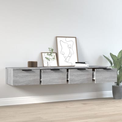 vidaXL - Wandkasten - 2 - st - 68x30x20 - cm - bewerkt - hout - grijs - sonoma - eiken