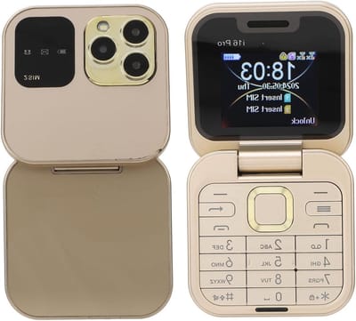 Mini 2G Flip Telefoon voor Ouderen met LED Zaklamp, HD Achtercamera, FM Radio en Sneltoetsen