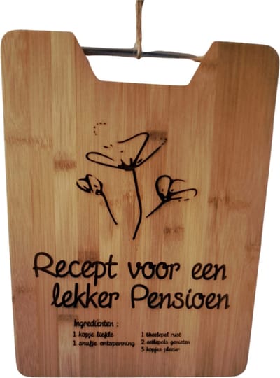 WoodR Uniek Pensioen Geschenk Cadeau : Borrelplank Wandbord voor de Gepensioneerde Genieter!