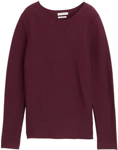 Tom Tailor - Gebreide trui van katoen - Maat XS - bordeaux red