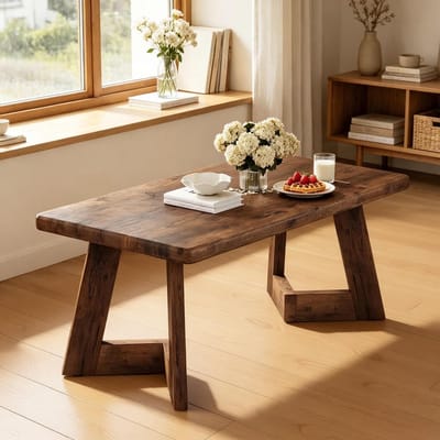 MIVRAY Salontafel - Rechthoekig Landelijk Ontwerp - Veelzijdig Voor Woonkamer En Werkhoek - Hout - 120x60x51 Cm - Bruin