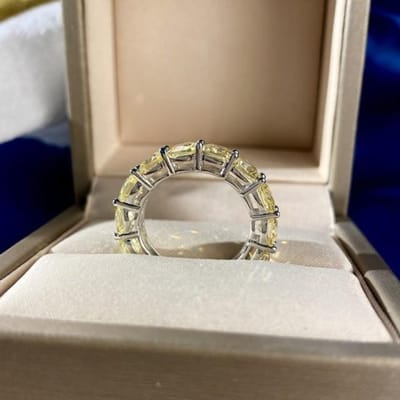 Luxe Glanzende Hoog Koolstof Gele Diamant Trouwringen Voor Vrouwen Topmerk S925 Sterling Zilver Feest Fijne Sieraden 8 gray