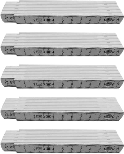 Dailygoods - 5 stuks duimstok, 1 m, van kunststof, schaalschaal, extra breukvast, wit, voor doe-het-zelvers, huis, hobby en werkplaats