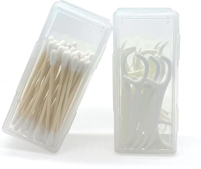Reisdoos voor Wattenstaafjes en Tandenstokers - 2 Stuks Draagbare Dispenser in Transparante Opbergdoos voor Wattenstaafjes en Wipes