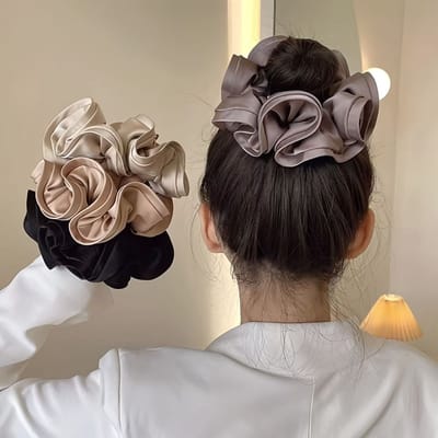 Daity 4 stuks - Haarelastiekjes van zijdesatijn - elastische haarelastiekjes - haarelastiekjes voor paardenstaarten - vintage haaraccessoires
