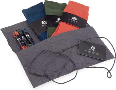 Owen Smith Style Kit - 3 paar Herensokken met Veters, blauw oranje groen, maat 39-42 veterlengte 75cm