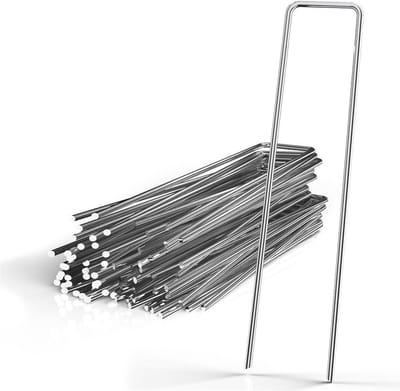 Intirilife 50 x grondanker 150 x 25 x 2,7 mm gegalvaniseerd roestvrij staal - onkruidvlies bevestiging grondnagel weerhaak