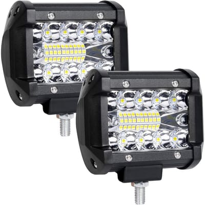 GELLDG LED Werklampen - 2 Stuks - 60W 6500K - IP67 Waterdicht - Verstelbare Aluminium Houders - 6000 Lumen - Geschikt voor 9-30V Voertuigen - Geschikt voor Tractor SUV UTV ATV - 4 Inch