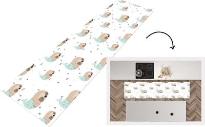 Keukenloper - Loper keuken - Zeemeermin - Luiaard -Patroon - Slapen - 200x50 cm - Keukenloper vinyl