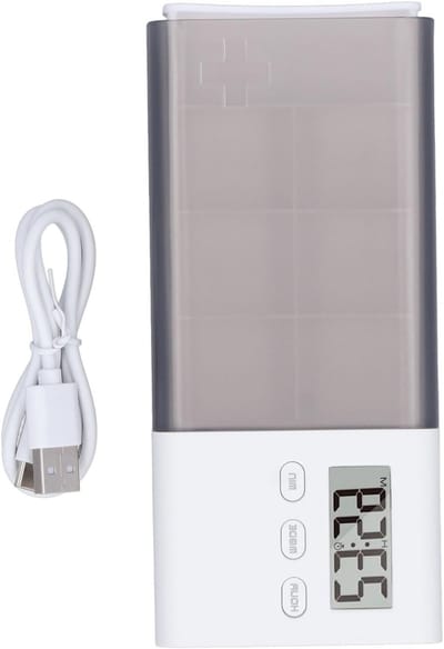 Slimme Medicijn Organizer met Beep Alarm en Vibratie, Oplaadbare Elektronische Doos voor Vitaminen en Capsules met 5 Alarminstellingen