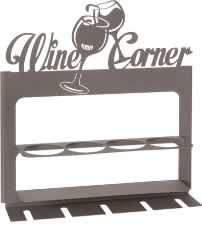 Arti e Mestieri - wijnrek - wand - wine corner - lichtbruin - ijzer - 4 flessen - 5 glazen