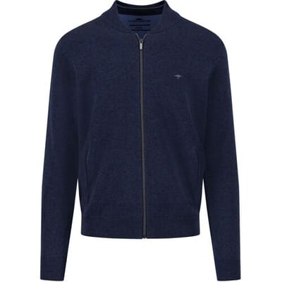 Fynch-Hatton Vest Superfine Cotton Zip Cardigan College Collar Navy / male