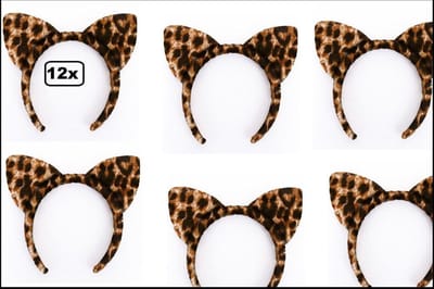 12x Diadeem Luipaard/panterprint - luipaard panter dieren diadeem carnaval party festival feest