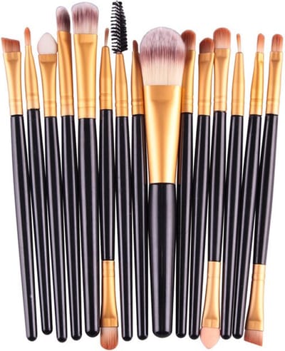 ***Diamond Make Up Kwastenset - 20 delig - Make Up Brush - Make Up Penselenset - Oogschaduw - Kwasten - Zwart en Goud - van Heble®***