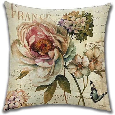 Linnen Kussensloop Amerikaanse Vintage Bloemen Kussensloop Voor Bank Huis Woonkamer Slaapkamer Huisdecoratie, 40X40 45X45 50X50 60X60 Peach skin 50*50(CM)-1Pcs
